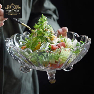 Âu bát đĩa thủy tinh 3 chân đựng hoa quả, thả hoa trang trí, đựng salad cao cấp Gabeo Glass