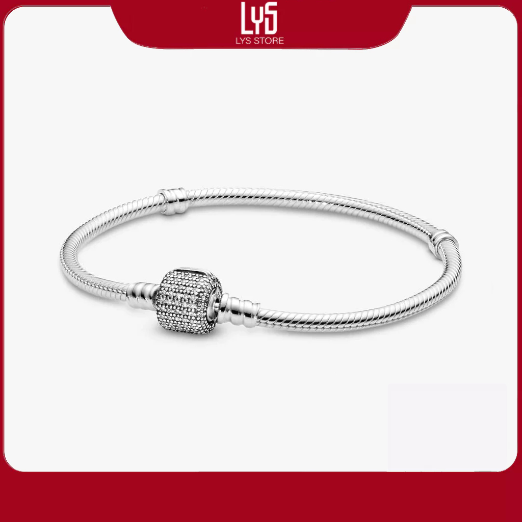 Vòng tay bạc Moments Sparkling Pavé Clasp Snake Chain Bracelet Pan2017