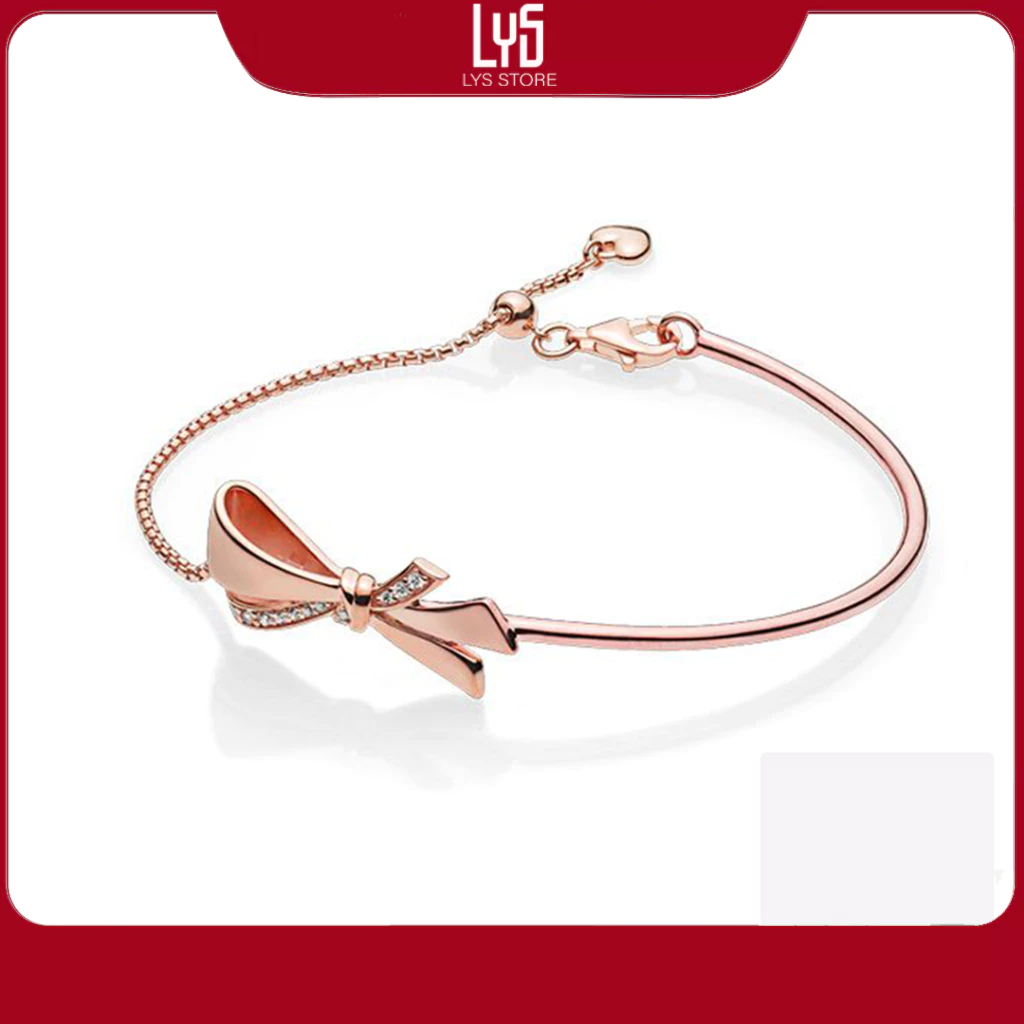 Vòng tay bạc S925 Sterling Snake Chain Bow Bracelet Pan2052 Fullbox