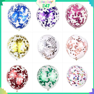 Set 10 quả bóng Sequin, bong bóng trong suốt kim tuyến trang trí sinh nhật, cưới hỏi, khai trương BB6