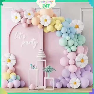 Set Bóng bay màu Pastel Hoa cúc trang trí sinh nhật, thôi nôi đầy tháng em bé, trang trí sự kiện, khai trương, cưới hỏi