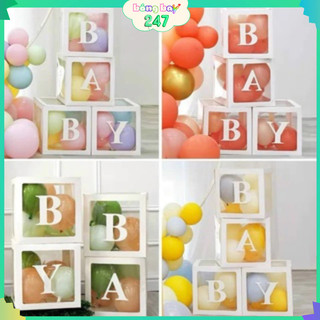 Hộp baby, hộp tên, hộp đựng bóng bay trong suốt hình vuông, trang trí sinh nhật, tiệc cưới hỏi, khai trương, lễ kỷ niệm