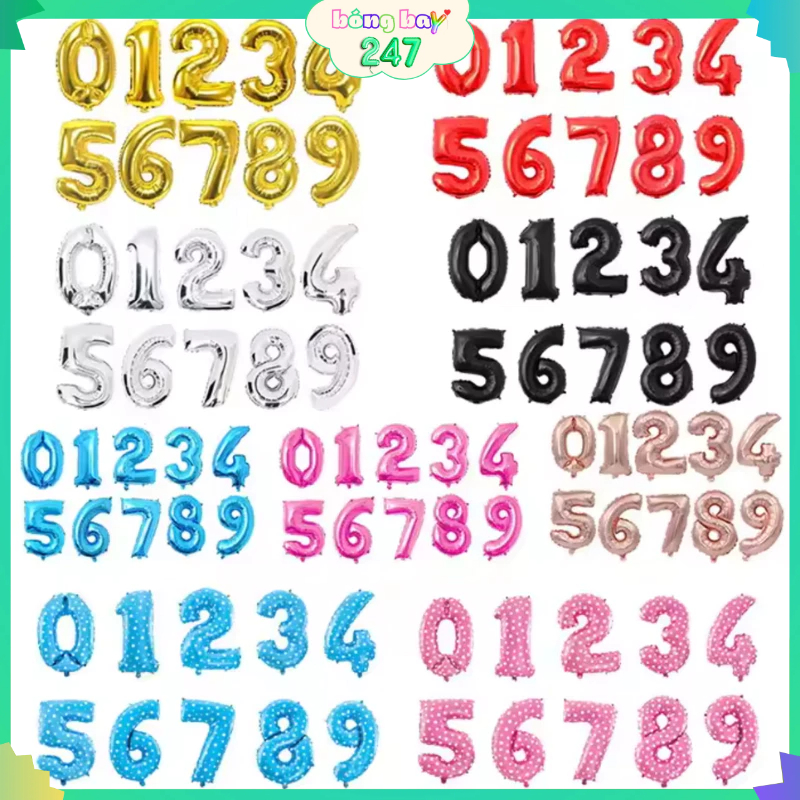 [70Cm] Bóng số tuổi trang trí sinh nhật, bóng bay phòng cưới, thôi nôi, khai trương cửa hàng công ty