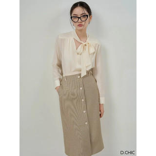 D.chic áo sơ mi dài tay cổ thắt nơ ms: 1812330