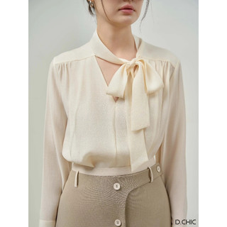 D.CHIC Áo sơ mi dài tay cổ thắt nơ MS: 1812330