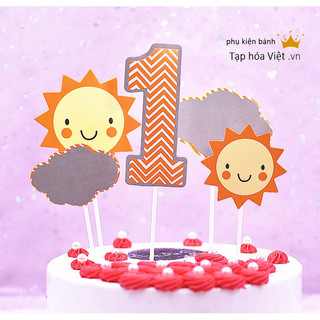 Set Cắm giấy số 1 trang trí bánh sinh nhật, set hình giấy thôi nôi, baby boy