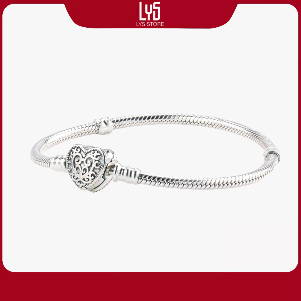 Vòng tay bạc nữ Black Silver-Shaped Bracelet Fullbox Pan5006 - Bạc S925 cao cấp