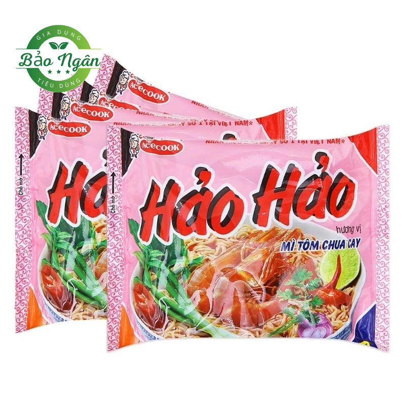 Combo 10 gói Mì Tôm Hảo Hảo Acecook vị Tôm Chua cay/ Sa tế hành tím/ Mì xào chua ngọt/ Mì chay