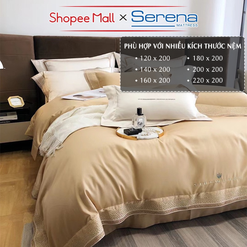 Ga Phủ Giường 5 Món Lụa Tencel 120s SERENA Chính Hãng Set Chăn Ga Ra Grap Drap Gối Nệm Đệm Trải Bọc Giường Trần Bông Đẹp