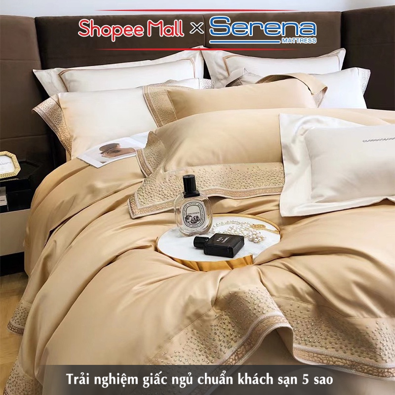 Ga Phủ Giường 5 Món Lụa Tencel 120s SERENA Chính Hãng Set Chăn Ga Ra Grap Drap Gối Nệm Đệm Trải Bọc Giường Trần Bông Đẹp