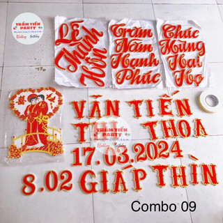 Combo 09 - Bộ chữ xốp trang trí đám cưới có keo dán