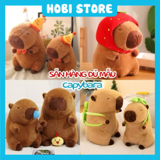 [Hot trend] Gấu bông Capybara chảy nước mũi rút gà mũ dâu sinh nhật đeo balo thú bông chuột lang nước đáng yêu - Hobi