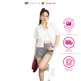 Sơ Mi Trắng Trơn Form Rộng Dạng Ngắn JP FASHION Vải Mát, Chất Liệu Kate Chống Nhăn, áo sơ mi đi học công sở 10609169