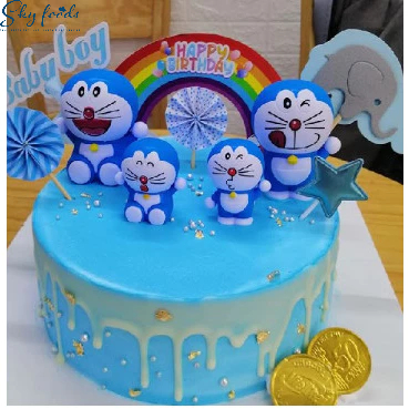 Set 4 Doraemon trang trí bánh kem