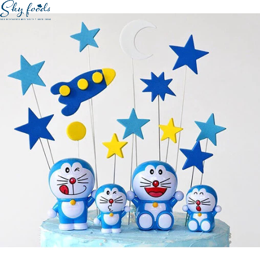 Set 4 Doraemon trang trí bánh kem