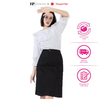 Áo Sơ Mi Công Sở Nữ J-P FASHION Cổ Tròn Tay Bèo Dễ Mix Đồ, Chất Liệu Kate, sơ mi cổ bèo vải thoáng 10607127 M CT6