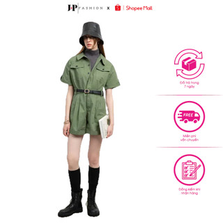 Bộ Áo Liền Quần Vải Trơn Chất Liệu KaKi JP FASHION, Jumpsuit Ngắn Tay lưng thun phần eo mặc đi chơi đi làm 10909177
