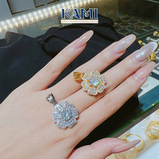 Mặt dây chuyền hoa baguet 6 cánh Kami trang sức sỉ