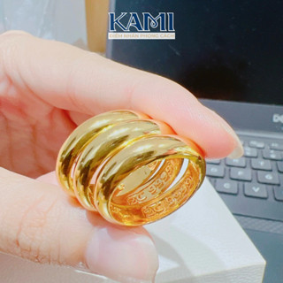 Nhẫn trơn khắc nổi cao cấp mạ vàng 24k Kami trang sức sỉ