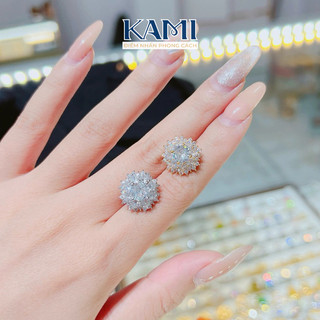 Bông tai hoa xi bạch kim gắn đá siêu sáng Kami BT639