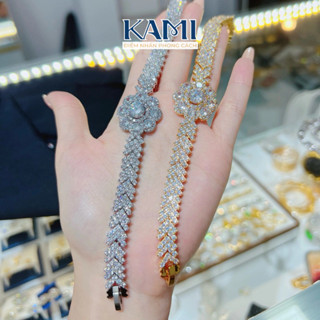 Lắc tay hoa full xoàn cz nhân tạo italy siêu sáng xi bạch kim Kami cao cấp sang chảnh đi chơi đi tiệc