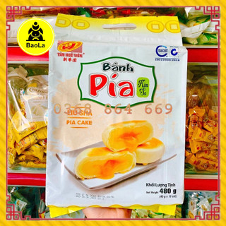 Bánh Pía Mini Kim Sa Đậu Xanh Trứng 480g (Túi 12 Bánh) Không Sầu Riêng, Tân Huê Viên Đặc Sản Sóc Trăng
