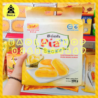 Bánh Pía Mini Kim Sa Chay Đậu Xanh Sầu Riêng 480g (Túi 12 Bánh) Tân Huê Viên Đặc Sản Sóc Trăng