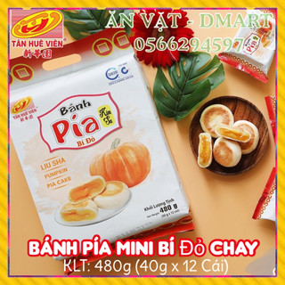 Bánh Pía Mini Kim Sa Chay Bí Đỏ 480g (Túi 12 Bánh) Không Sầu Riêng, Tân Huê Viên Đặc Sản Sóc Trăng