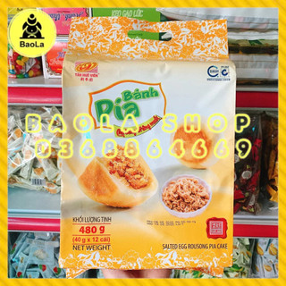 Bánh Pía Mini Chà Bông Trứng Muối 480g Tân Huê Viên (Túi 12 Bánh) Không Sầu Riêng, Tân Huê Viên Đặc Sản Sóc Trăng