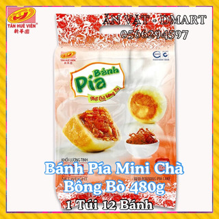 Bánh Pía Mini Thịt Chà Bông Bò 480g (Túi 12 Bánh) Pía Kim Sa Tân Huê Viên Đặc Sản Sóc Trăng