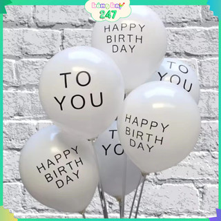 Bong bóng màu trắng in chữ happy birthday to you trang trí sinh nhật cực xinh