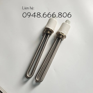 Thanh nhiệt củ ren phi 32, hai ống đốt chữ U dùng cho nồi hơi, nồi đun nước, chất liệu Inox 304
