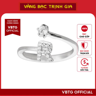 Nhẫn bạc nữ vbtg chữ cái r - nhẫn bạc ta cao cấp vbtg8270.r