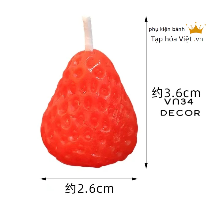 Nến Dâu Tây trang trí bánh kem, nến quả Dâu Tây trang trí bánh sinh nhật