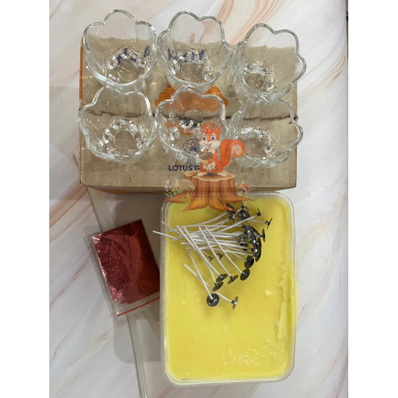 Combo 36 ly bông mai nến bơ ( đầy đủ nguyên liệu làm nến )