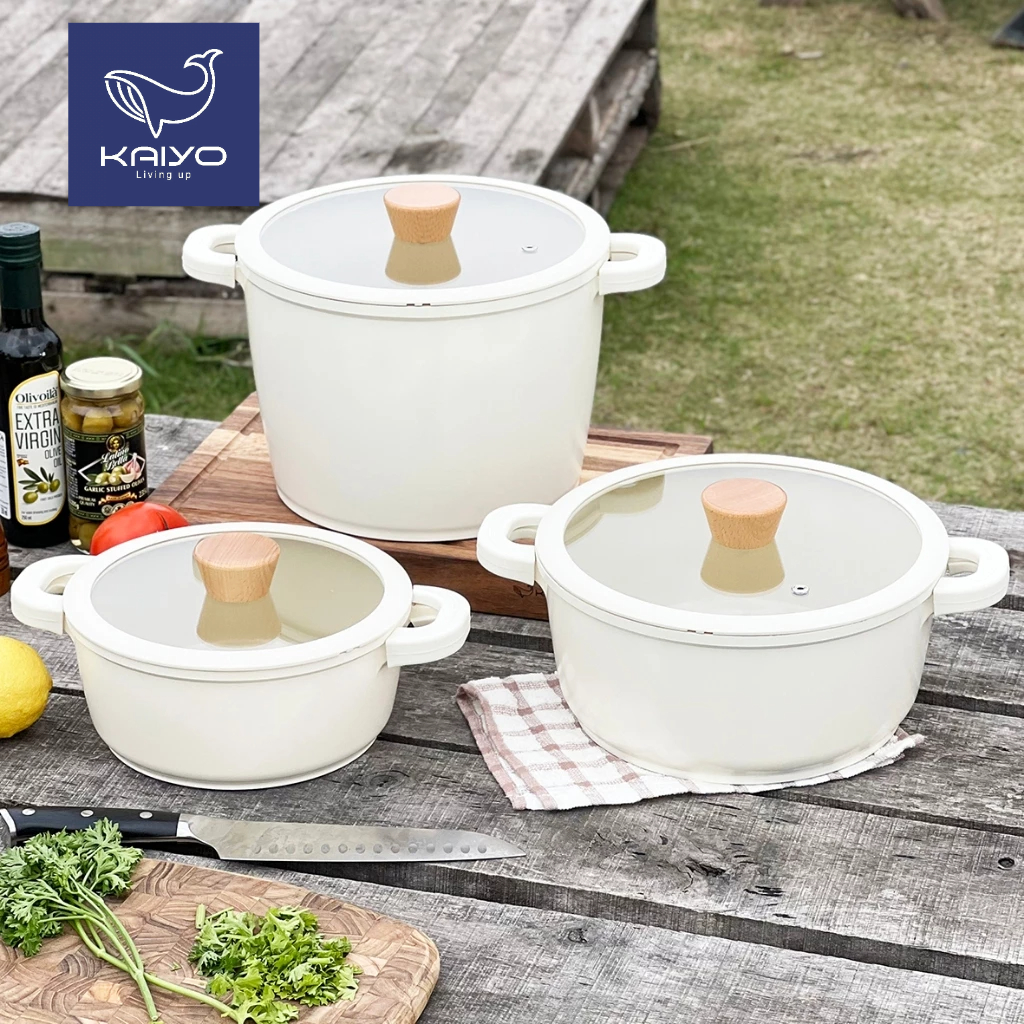 Nồi Nhôm Đúc Nguyên Khối Phủ Chống Dính Ceramic Elegant Kaiyo (Đáy từ) - LARVA STORE