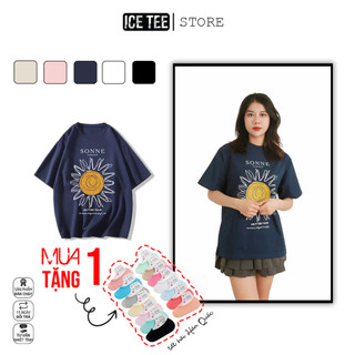 Áo Thun Nữ, Áo Phông Nam Nữ Unisex Tay Lỡ ICETEE Mã i39 Hình in Sonne Cute Chất Cotton Form Rộng Phong Cách Ulzzang