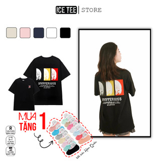 Áo Thun Nữ, Áo Phông Nam Nữ Unisex Tay Lỡ ICETEE Mã i14 Hình in Eysterious Ngầu,Chất Cotton Form Rộng Phong Cách Ulzzang