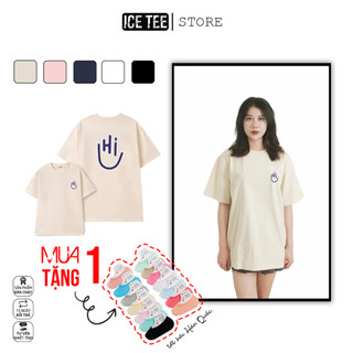 Áo Thun Nữ, Áo Phông Nam Nữ Unisex Tay Lỡ ICETEE Mã i26 Hình in 2 mặt say Hi Chất Cotton Form Rộng Phong Cách Ulzzang