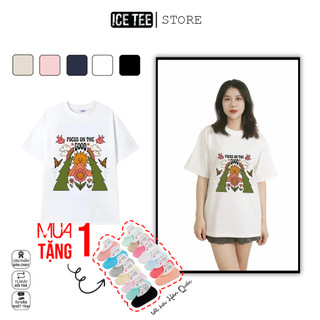 Áo Thun Nữ, Áo Phông Nam Nữ Unisex Tay Lỡ ICETEE Mã i22 Hình in mùa hè Cute Chất Cotton Form Rộng Phong Cách Ulzzang