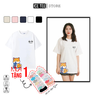 Áo Thun Shiba ICETEE i02 Unisex Cottton Co Giãn, Áo Phông Tay Lỡ Cổ Tròn Form Oversize Thời Trang Nam Nữ