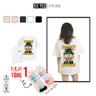 Áo Thun Nữ, Áo Phông Nam Nữ Unisex Tay Lỡ ICETEE Mã i20 Hình in vịt chiến Cute Chất Cotton Form Rộng Phong Cách Ulzzang