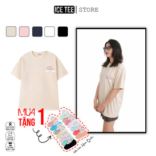 Áo Thun Cầu Vồng ICETEE i06 Unisex Cottton Co Giãn, Áo Phông Tay Lỡ Cổ Tròn Form Oversize Thời Trang Nam Nữ