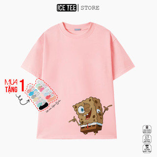 Áo Thun Nữ, Áo Phông Nam Nữ Unisex Tay Lỡ ICETEE Mã i33 Hình in Spongebob Cute Chất Cotton Form Rộng Phong Cách Ulzzang