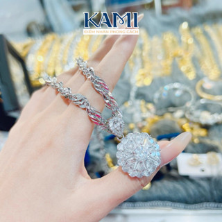  Dây chuyền xoắn lá xi bạch kim kèm mặt baguet nhân tạo siêu sáng bền màu Kami 