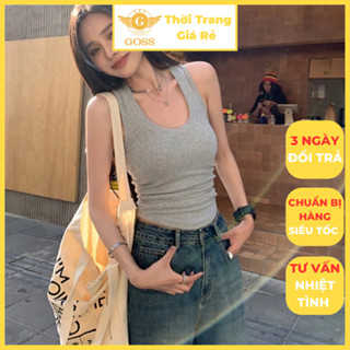 Áo Ba Lỗ Nữ Nhún Eo Form Ôm Basic Trơn Màu WG WE Cổ Tròn GOSS GA237 Áo Sát Nách Nữ Trẻ Trung Không Tay Dạo Phố Đi Chơi