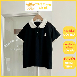 Áo Polo Nữ Phối Viền Màu Cổ Sen Tay Ngắn Logo Xà Leo Trẻ Trung GOSS GA69 Áo Thun Nữ Cổ Bẻ Ngắn Tay Dạo Phố Mùa Hè