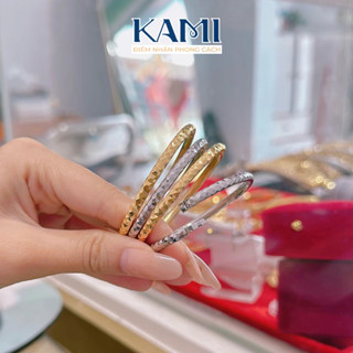 Vòng cặp kim cương mẫu mới khoá lưỡi gà khắc ký hiệu Kami trang sức sỉ