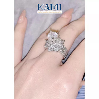 Nhẫn đính hột đá cao cz nhân tạo siêu sáng mạ bạch kim bền màu Kami trang sức sỉ