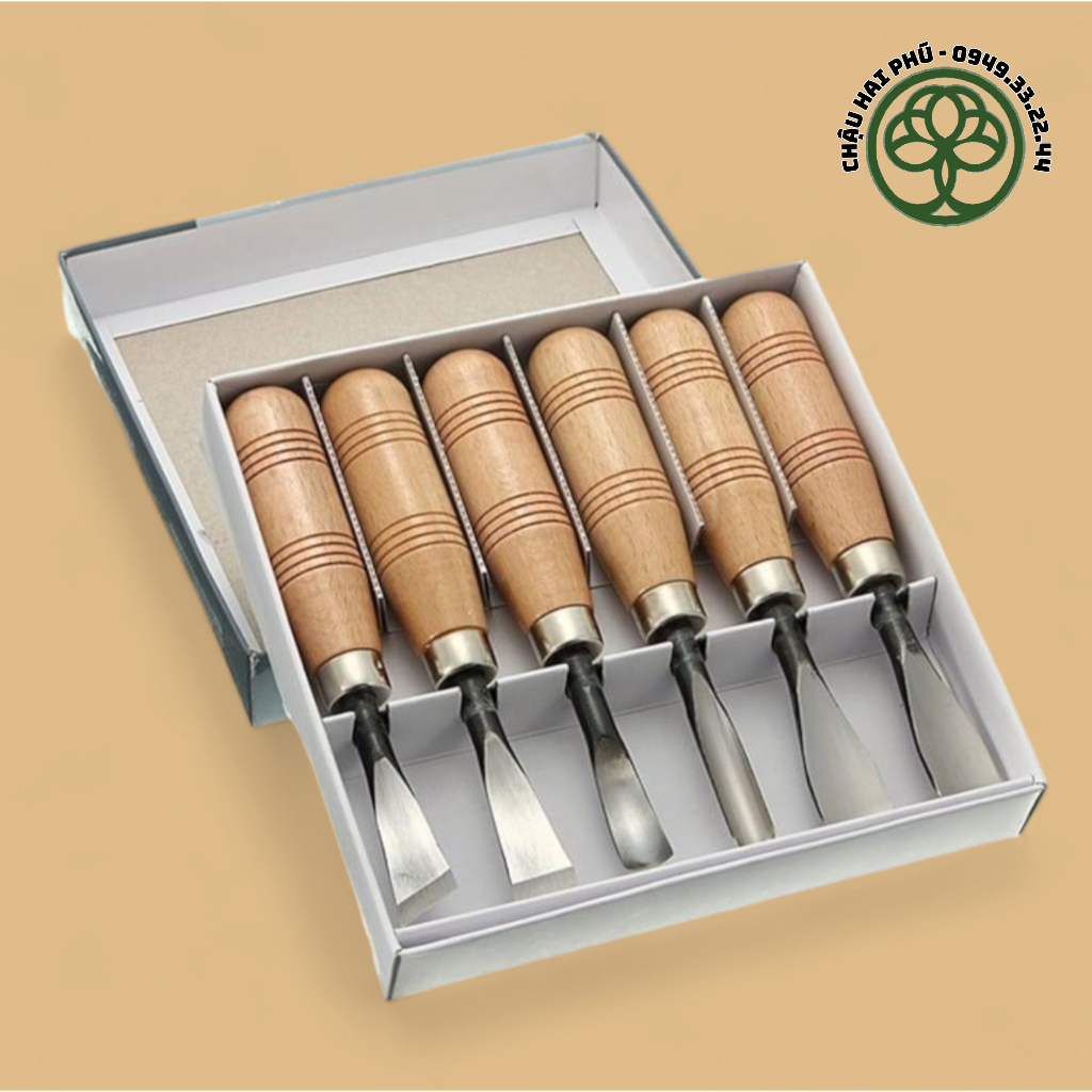 [Hàng chính hãng] Bộ đục gỗ 6 cây mini - Đồ nghề chạm khắc bonsai cao cấp Woodpecker